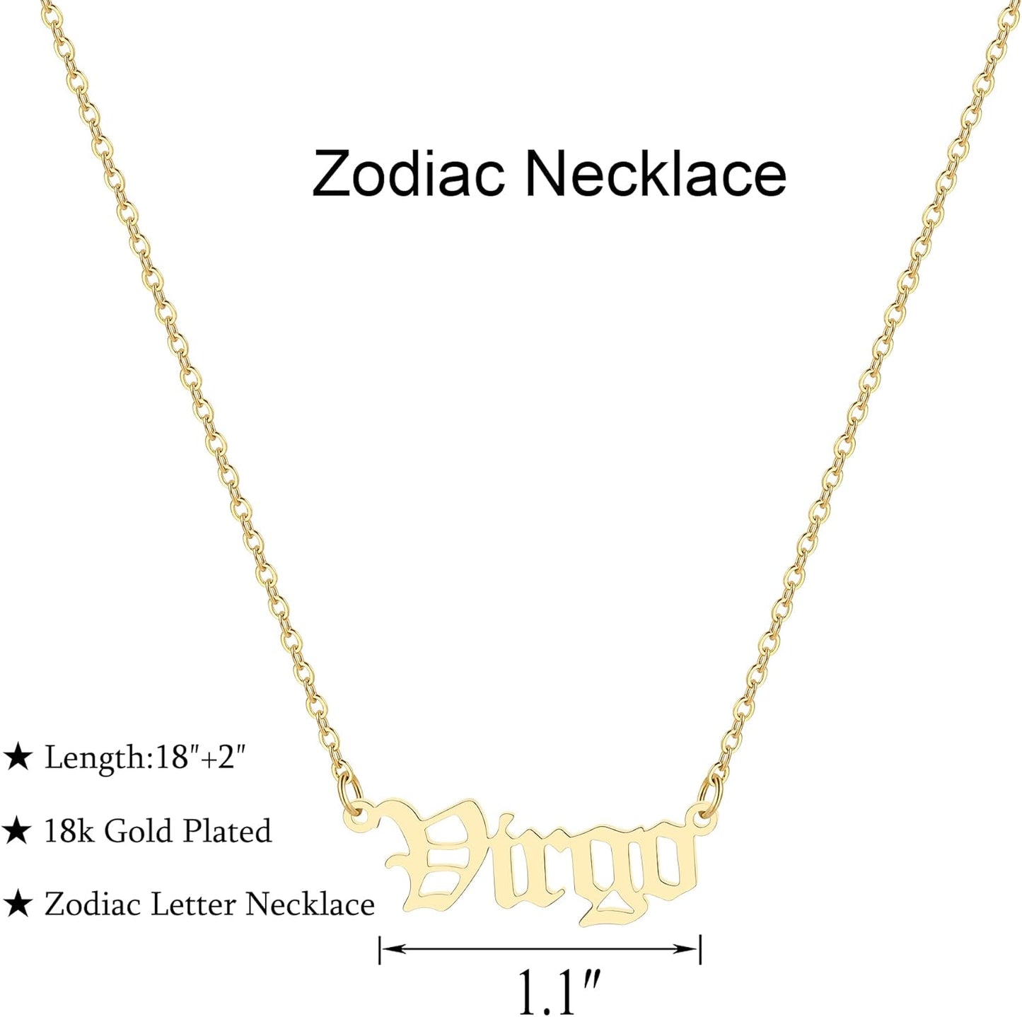 Astrology Necklace for Women 18K Gold Plated 12 Constellation Zodiac Necklace