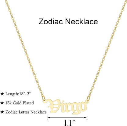 Astrology Necklace for Women 18K Gold Plated 12 Constellation Zodiac Necklace