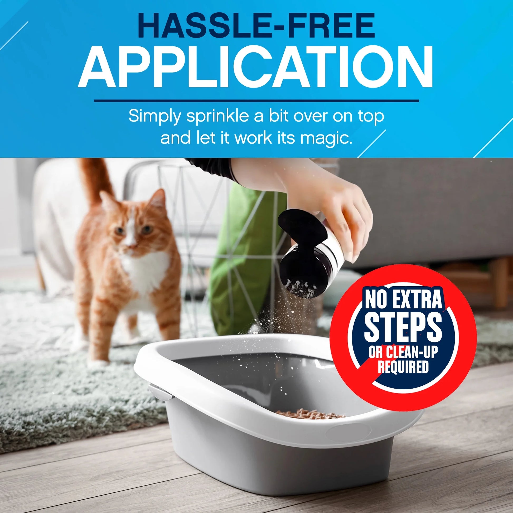 Cat Litter Deodorizer - Litter Box Odor Eliminator - Less Scooping Extends Kitty Litter Lifespan - Fragrance-Free Formula Eliminates Unpleasant Cat Odors - Fresh Scent Litter Pans