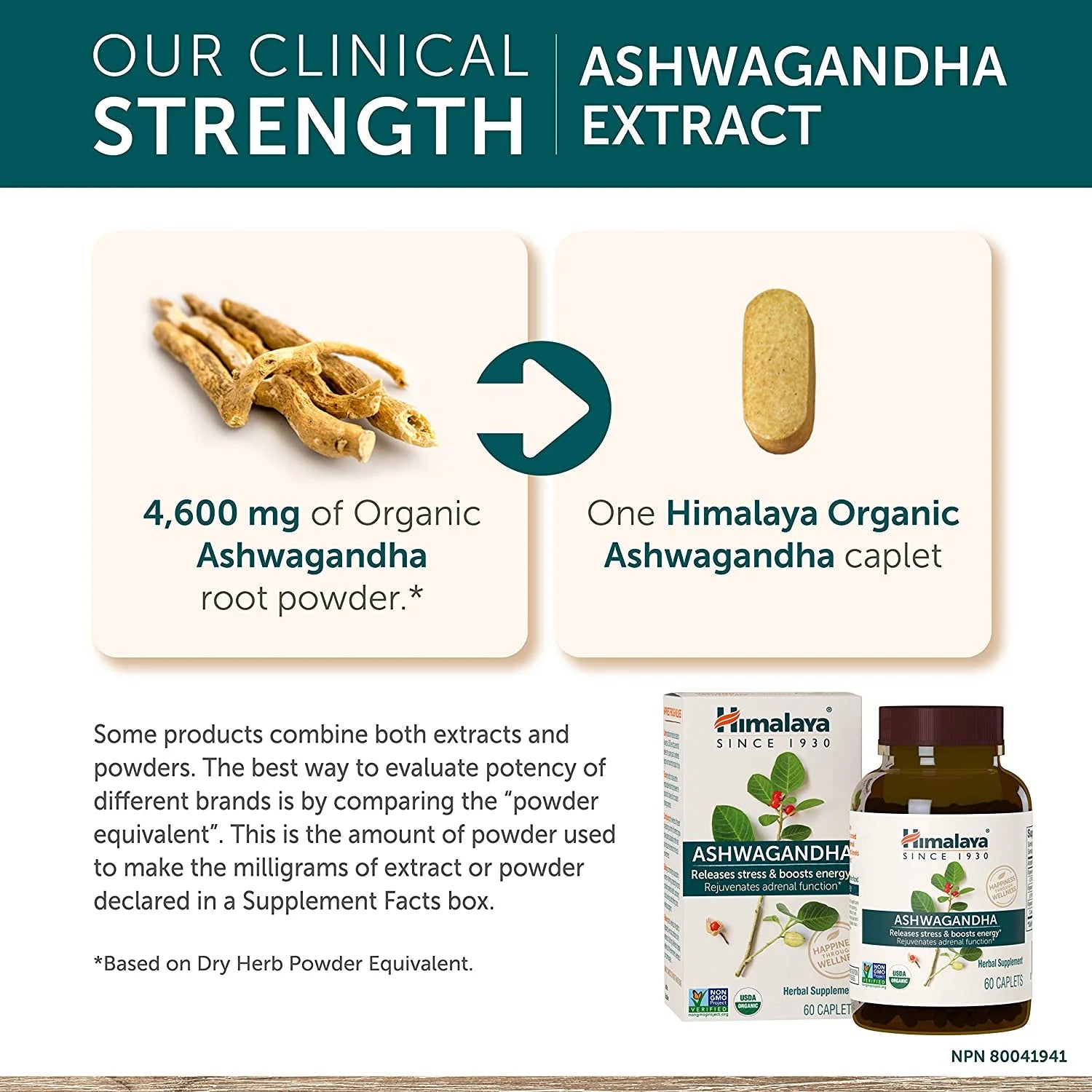 Organic Ashwagandha, Supplement for Stress Relief, Non-Gmo, Vegan, Gluten Free, 60 Caplets