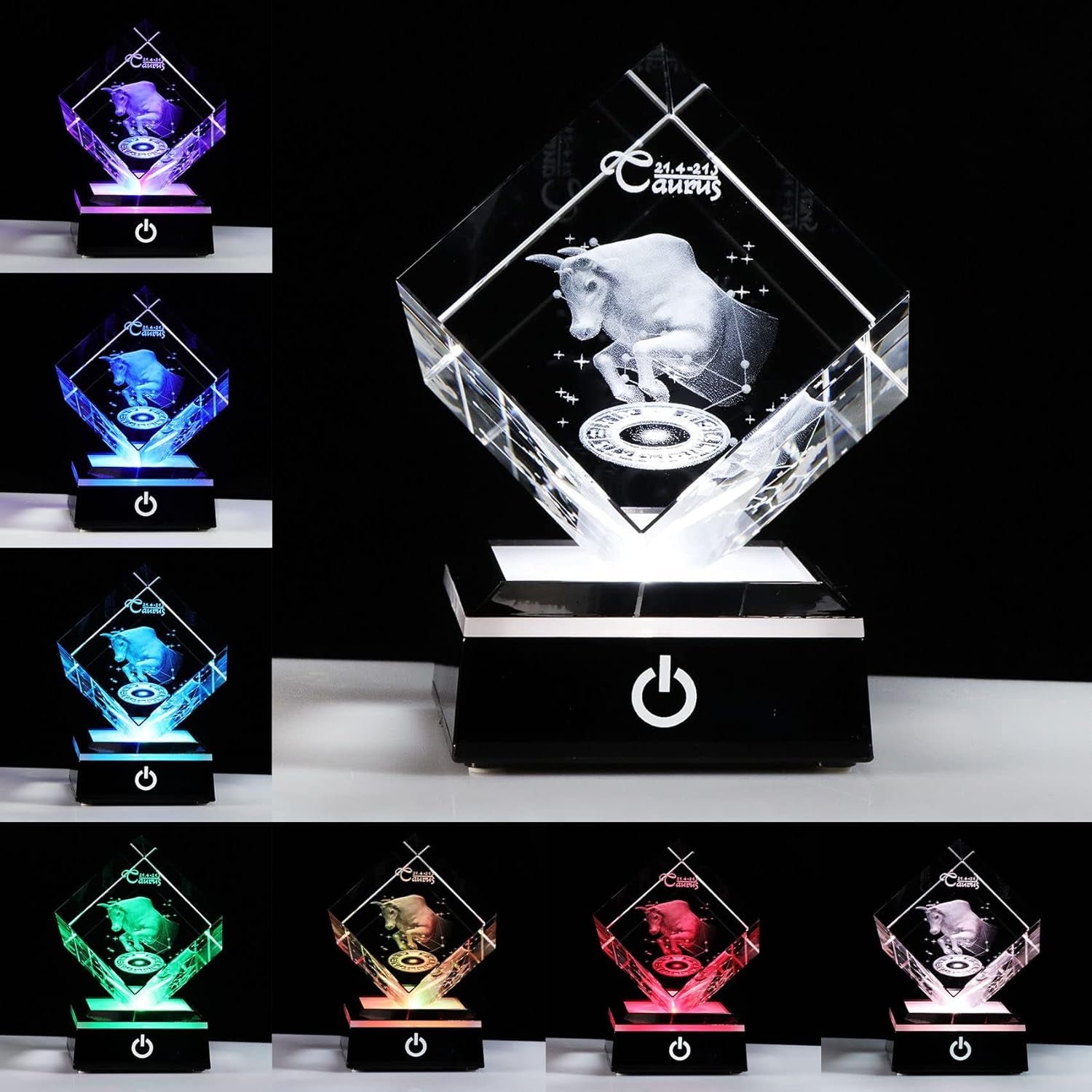 3D Crystals Taurus Zodiac Astrology Gifts for Women Men,Taurus Glass Figurine Decor Constellation Stuff April May Birthday Gifts for Girlfriend Woman Aunt Wife Keepsake Sign Symbolic Energy: Possess