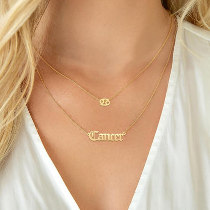 Astrology Necklace for Women 18K Gold Plated 12 Constellation Zodiac Necklace