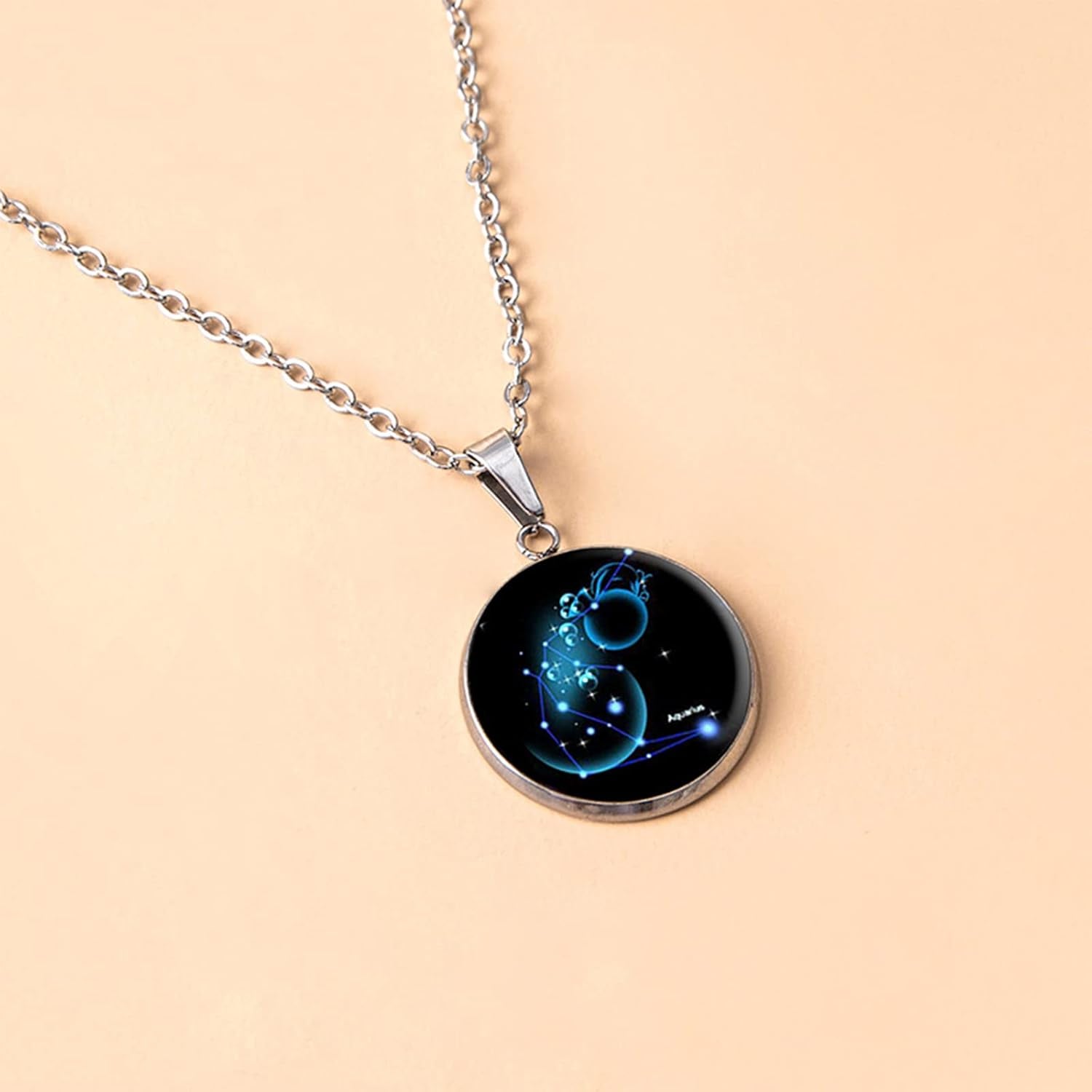 Zodiac Necklace for Women 12 Constellation Pendant Necklaces Silver Zodiac Sign Necklace for Men