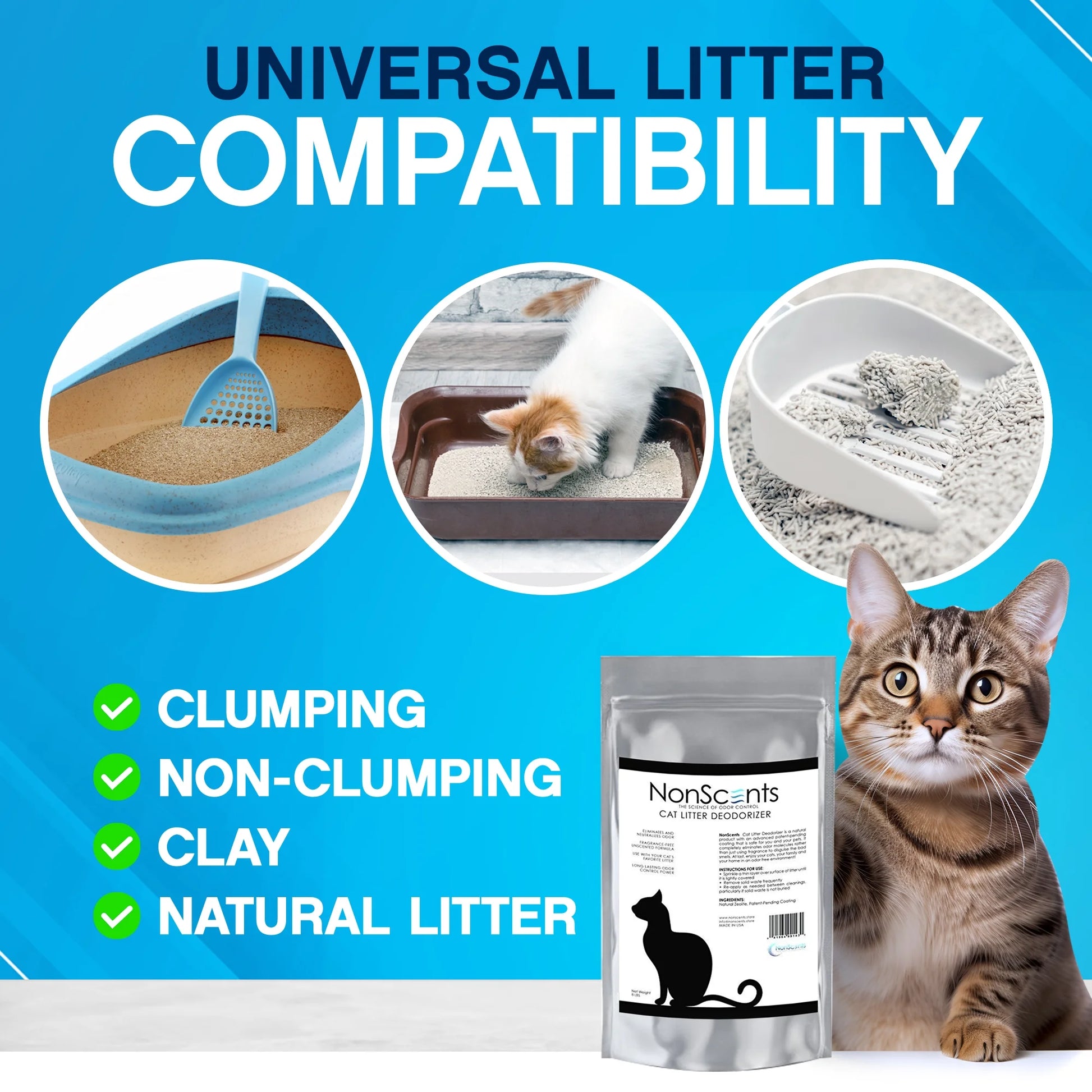 Cat Litter Deodorizer - Litter Box Odor Eliminator - Less Scooping Extends Kitty Litter Lifespan - Fragrance-Free Formula Eliminates Unpleasant Cat Odors - Fresh Scent Litter Pans