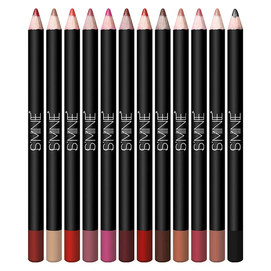 Matte Lip Liner Set - 12 Assorted Colors High Pigmented Natural Lip Makeup Soft Pencils Longwear Smooth Ultra Fine (Color Set -1)